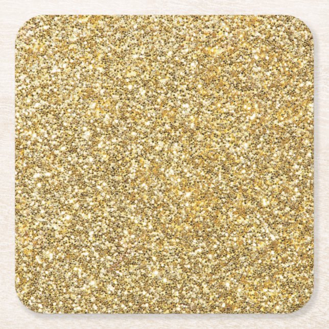 Silver Stone Gary Gold Marble Purple Glitter Square Paper Coaster (Front)