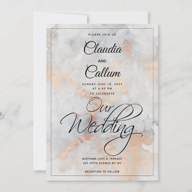 Silver Stone Quarry Wedding Invitation (Front)