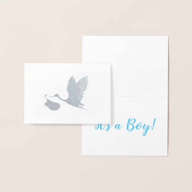 Silver Stork with Baby It's a Boy Announcement (Display)