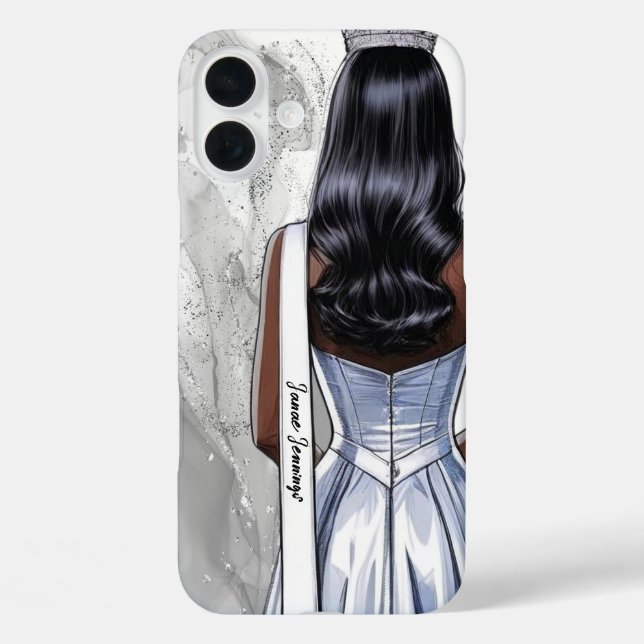 Silver Storm Mocha Pageant Portrait Custom Sash Case-Mate iPhone Case (Back)