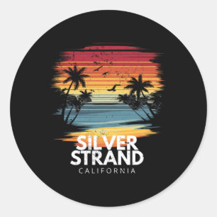 Silver Strand Beach California Surfboard Surfing V Classic Round Sticker