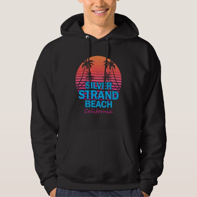Silver Strand State Beach California Retro Hoodie (Front)