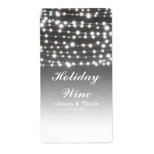 Silver String Lights Holiday Party Wine Label