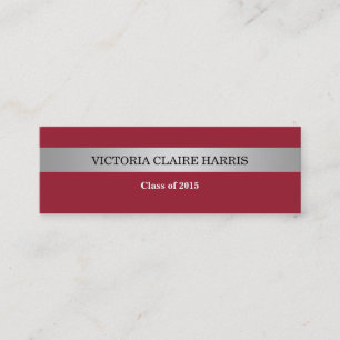 Silver stripe red class year graduate name card