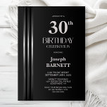 Silver Striped Black Grey 30th Birthday Party Invitation<br><div class="desc">Invite your friends and loved ones to your birthday celebration with this modern silver striped black and grey 30th birthday party invitation. The customizable text area in this invitation template allows you to include all the necessary details for your special birthday celebration, including the date, time, venue, and RSVP information....</div>