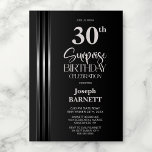 Silver Striped Black Grey 30th Surprise Birthday Invitation<br><div class="desc">Make the surprise unforgettable with this stylish silver striped black and grey surprise 30th birthday party invitation. The customizable text templates allow you to add the name of the honored guest, the secret party details, and the venue with ease. Your guest of honor will be in for a night of...</div>