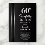 Silver Striped Black Grey 60th Surprise Birthday Invitation<br><div class="desc">Make the surprise unforgettable with this stylish silver striped black and grey surprise 60th birthday party invitation. The customizable text templates allow you to add the name of the honored guest, the secret party details, and the venue with ease. Your guest of honor will be in for a night of...</div>