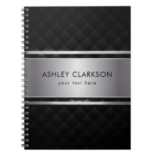 Silver Stripes Black Background  Notebook