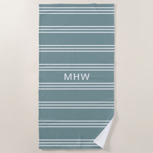 Silver Stripes custom monogram beach towel