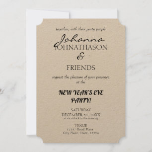 Silver Stripes Funny Custom New Year's Eve Invitation
