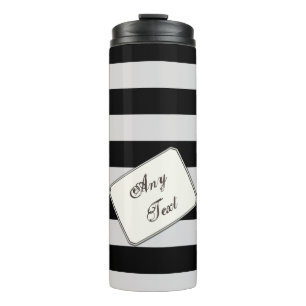 Silver Stripes on any Colour any Text Thermal Tumbler