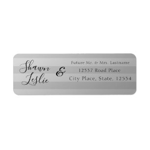 Silver Stripes Wedding Return Address Label
