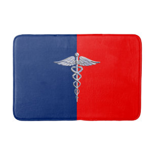 Silver Style Caduceus Medical Symbol League Bath Mat