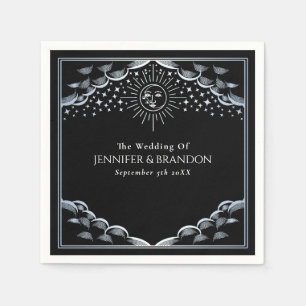 Silver Sun and Moon Tarot Card Wedding  Napkin
