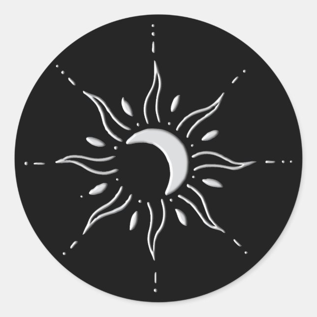 Silver Sun  Classic Round Sticker (Front)