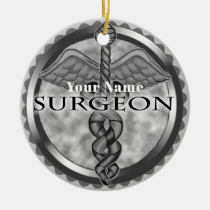 Silver surgeon  ceramic tree decoration