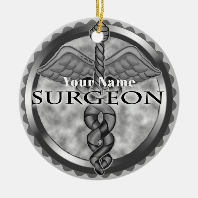 Silver surgeon  ceramic tree decoration (Front)