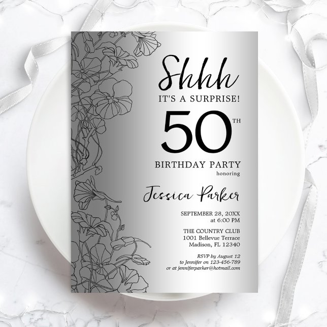 Silver Surprise 50th Birthday Invitation (Creator Uploaded)