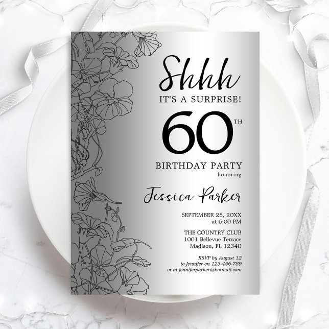 Silver Surprise 60th Birthday Invitation (Creator Uploaded)
