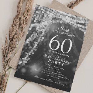 Silver   Surprise 60th Birthday Party  Invitation