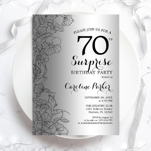 Silver Surprise 70th Birthday Party Invitation