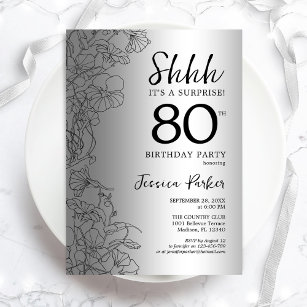 Silver Surprise 80th Birthday Invitation