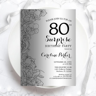 Silver Surprise 80th Birthday Party Invitation
