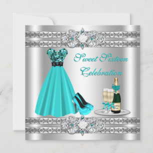 Silver Sweet Sixteen Gown Invite
