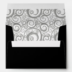 Silver Swirl Black Envelope
