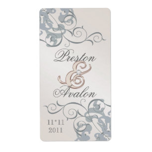 Silver Swirl Champagne Jewelled Wine Label