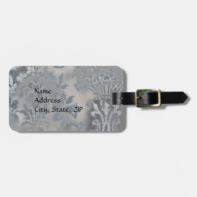 Silver swirl luggage tag (Front Horizontal)