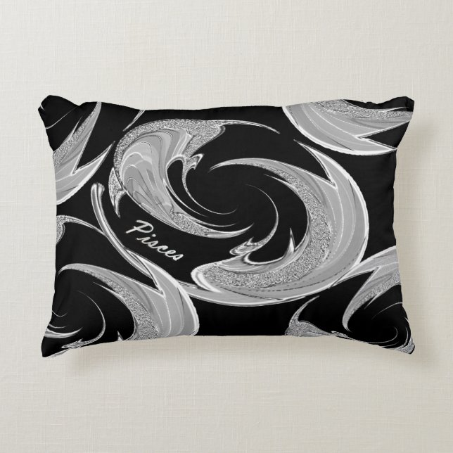 Silver Swirl Pisces Horoscope Decorative Cushion (Front)
