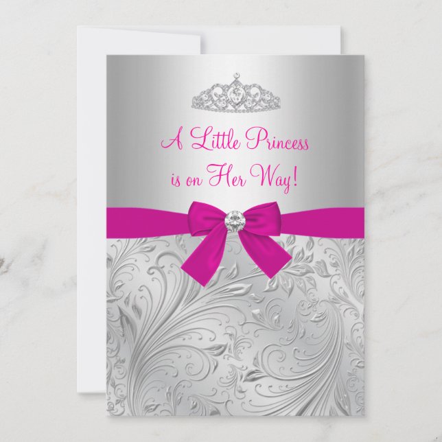 Silver Swirl Princess Baby Shower Invitation (Front)