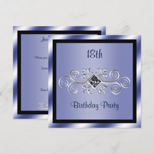 Silver Swirls & Diamond 18th Birthday Party Invitation