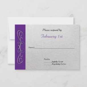 Silver Swirls on Purple(Change Colour) Wedding RSV Invitation