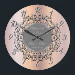 Silver Swirls Rose Gold 50 Wedding Anniversary Large Clock<br><div class="desc">Elegant silver swirls wedding anniversary clock.</div>