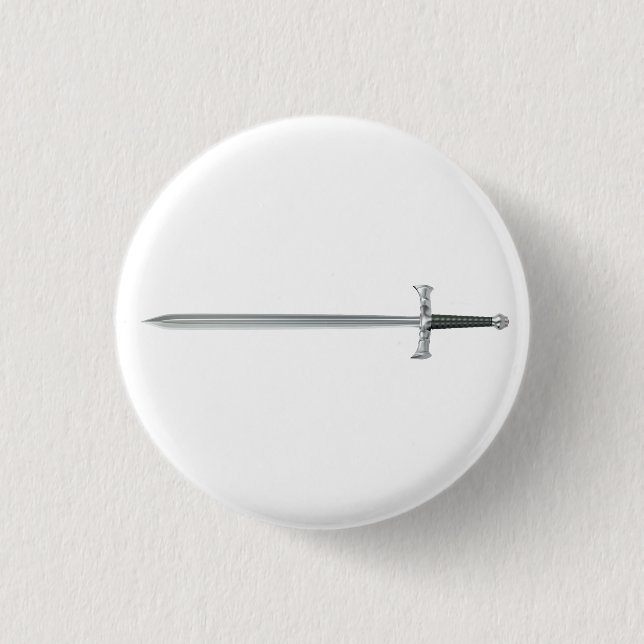 Silver sword 3 cm round badge (Front)