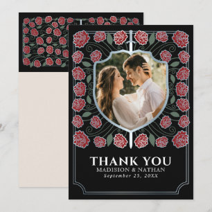 Silver Sword Shield Mediaeval Fantasy Wedding Thank You Card
