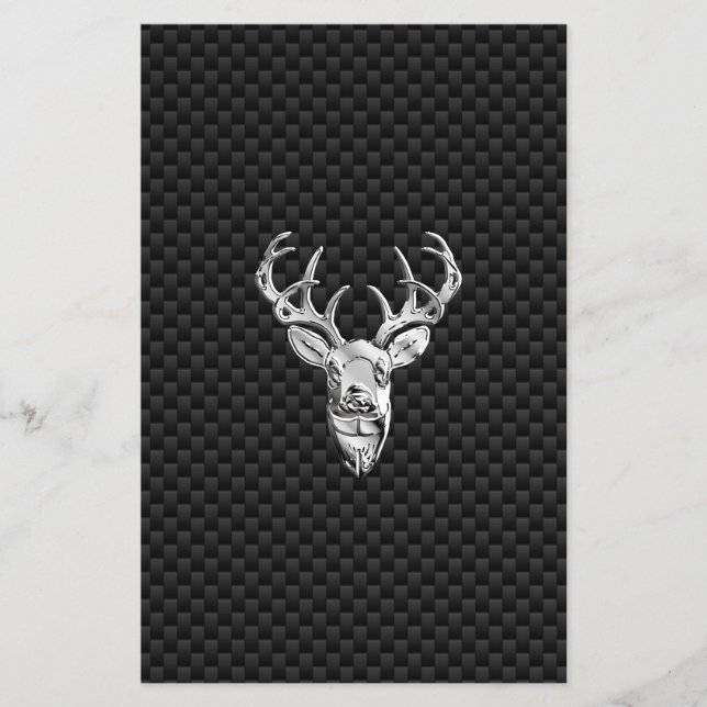 Silver Symbolic Deer on Carbon Fibre Style Print Flyer (Front)