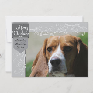 Silver Tab and Flourishes Christmas Photo Card