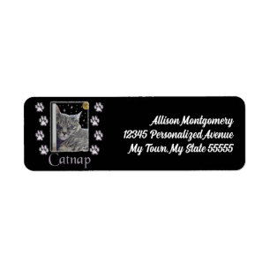 Silver Tabby Cat Lover Catnap Art Address