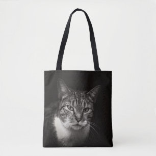 SILVER TABBY CAT TOTE BAG