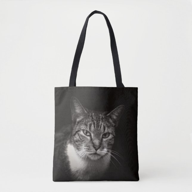 SILVER TABBY CAT TOTE BAG (Front)