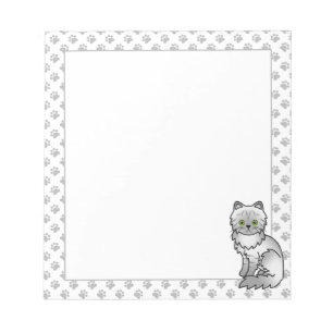 Silver Tabby Chinchilla Grey Persian Cat & Paws Notepad