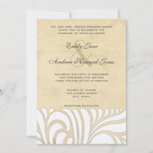 Silver & Tan Swirl Pattern Wedding Invitation