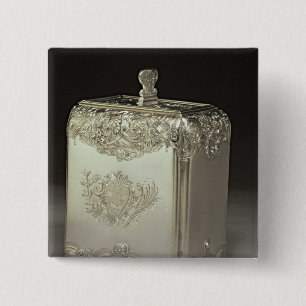 Silver tea canister by Paul de Lamerie 15 Cm Square Badge
