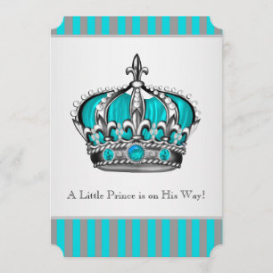 Silver Teal Blue Baby Shower Invitation