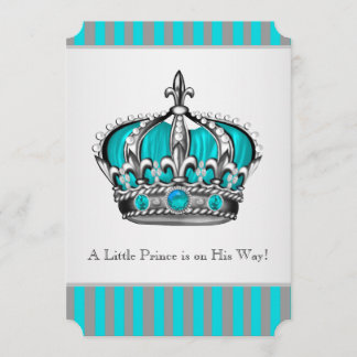 Silver Teal Blue Baby Shower Invitation