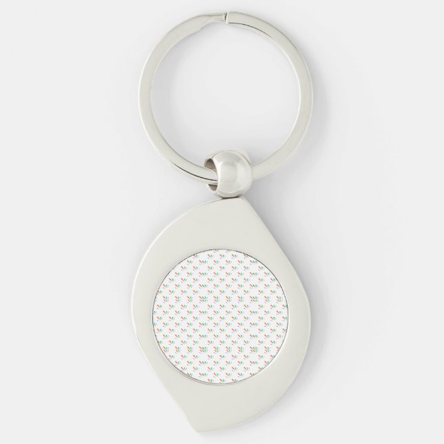 Silver teardrop keychain with a circular insert  (Front)