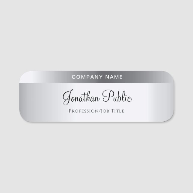 Silver Template Calligraphy Script Name Elegant Name Tag (Front)